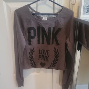 Victoria's Secret Pink. Gray & Black Cropped Sweatshirt. Size Small.